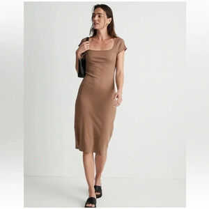 NWT Madewell Brightside Bodycon Midi Dress Brown Size XL